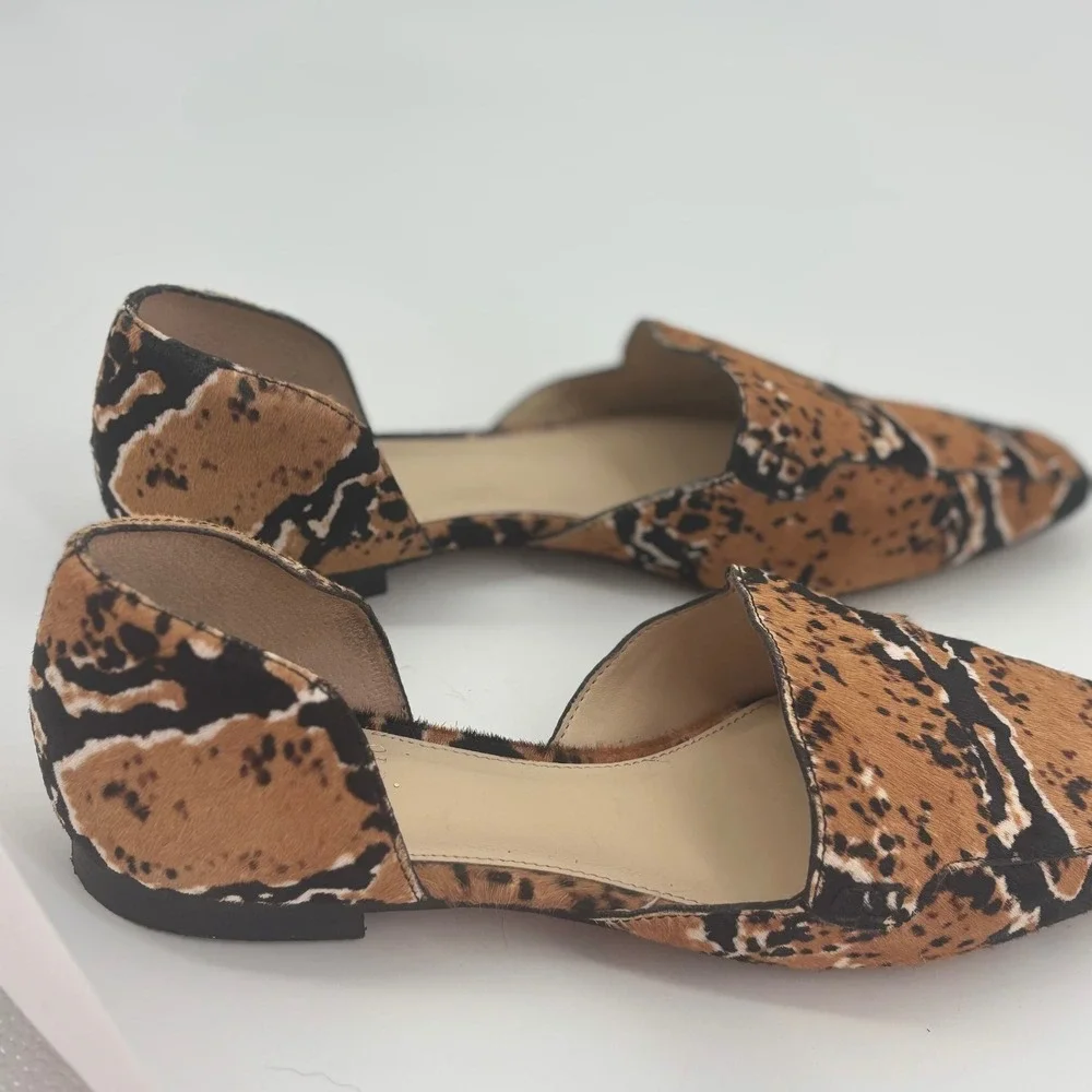 Calf hair D'Orsay point toe flats womens 7.5 animal print maximalist Luxury fall